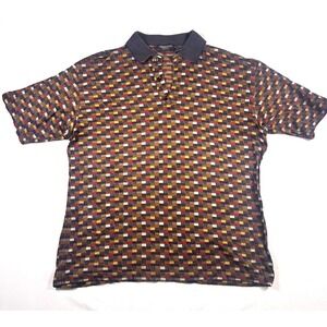 Missouri Italy Mens XL Polo Shirt Mako Mercerized Cotton Geometric Knit Brown